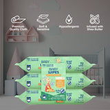 Baby Wipes – Aloe Vera & Shea Butter Infused | 99% Water-Based | Resealable Pack for Sensitive Skin