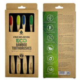 100% Natural Eco Bamboo Toothbrushes (4 pack)