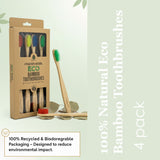 100% Natural Eco Bamboo Toothbrushes (4 pack)