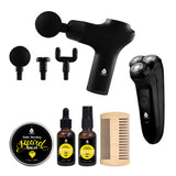The Ultimate Men's Grooming & Relaxation Bundle – Beard Care, Electric Shaver, and Massage Gun by Pursonic