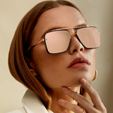 Bella - Rose Gold Oversized Squared Aviators by TopFoxx