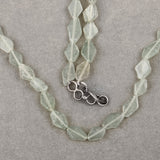 Natural Green Jade Beads Necklace for Women in Silver Beaded Raw Gemstone Necklace Gift for Mom
