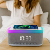 2-in-1 Wireless Charging Alarm Clock and Hi-Res Portable Speaker
