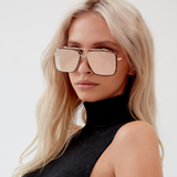 Bella - Rose Gold Oversized Squared Aviators by TopFoxx