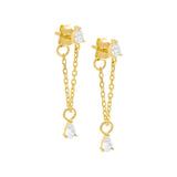 Dangling Teardrop Chain Front Back Stud Earring by By Adina Eden