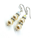 Bridal Sterling Silver Stacked Crystal and Pearl Earrings by Alexa Martha Designs