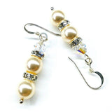 Bridal Sterling Silver Stacked Crystal and Pearl Earrings by Alexa Martha Designs