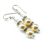 Bridal Sterling Silver Stacked Crystal and Pearl Earrings by Alexa Martha Designs