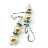 Bridal Sterling Silver Stacked Crystal and Pearl Earrings by Alexa Martha Designs