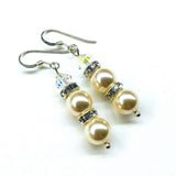 Bridal Sterling Silver Stacked Crystal and Pearl Earrings by Alexa Martha Designs