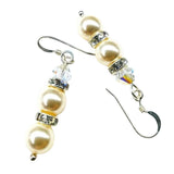 Bridal Sterling Silver Stacked Crystal and Pearl Earrings