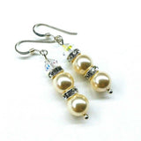 Bridal Sterling Silver Stacked Crystal and Pearl Earrings