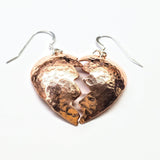 Broken Heart Earrings from Sculpted Copper by Alexa Martha Designs