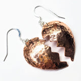 Broken Heart Earrings from Sculpted Copper by Alexa Martha Designs