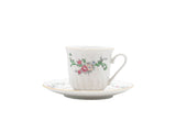 Limited Edition: Vintage Bloom Cups & Saucers Set by Tuxton Home