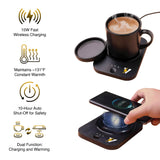 Desk-to-Bedside Power & Comfort Bundle – Sip & Charge 2-in-1 Mug Warmer + 5-in-1 Wireless Charging Alarm Clock Speaker