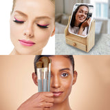 Pursonic Glamour Essentials Bundle: 5pc Studio Makeup Brush Set + False Eyelashes Extensions + Dual-Sided Vanity Mirror by Pursonic