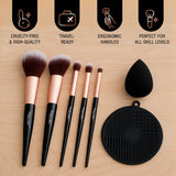 Complete Beauty Tool Kit – 7 Brushes, Blending Sponge & Precision Eyelash Trimmer