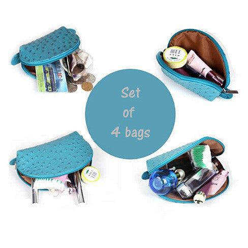COSMO Cosmetic Faux Ostrich Cases In Set of 4 by VistaShops