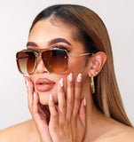 Bella Coffee - Tangle Free Aviator Sunglasses by TopFoxx