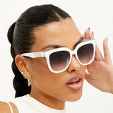 Coco - White Frame Faded Black Lens Wayfarer Sunglasses by TopFoxx