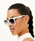 Coco - White Frame Faded Black Lens Wayfarer Sunglasses by TopFoxx