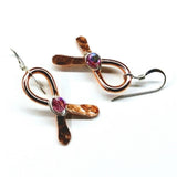 Copper Breast Cancer Awareness Ribbon Earrings by Alexa Martha Designs