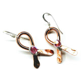 Copper Breast Cancer Awareness Ribbon Earrings by Alexa Martha Designs