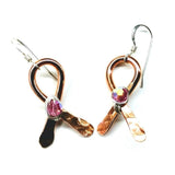 Copper Breast Cancer Awareness Ribbon Earrings by Alexa Martha Designs