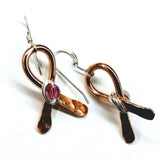 Copper Breast Cancer Awareness Ribbon Earrings by Alexa Martha Designs