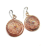 Crystal Embedded Copper Spiral Hoop Earrings by Alexa Martha Designs