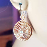 Crystal Embedded Copper Spiral Hoop Earrings by Alexa Martha Designs