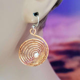 Crystal Embedded Copper Spiral Hoop Earrings by Alexa Martha Designs