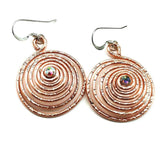 Crystal Embedded Copper Spiral Hoop Earrings by Alexa Martha Designs