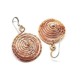 Crystal Embedded Copper Spiral Hoop Earrings by Alexa Martha Designs