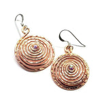 Crystal Embedded Copper Spiral Hoop Earrings by Alexa Martha Designs