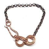Wire Sculpted Copper Double Infinity Chain Bracelet