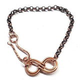 Wire Sculpted Copper Double Infinity Chain Bracelet