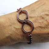 Wire Sculpted Copper Double Infinity Chain Bracelet
