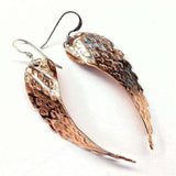 Copper Hammer Pattern Sculpted Angel Wings Earrings by Alexa Martha Designs