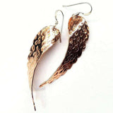 Copper Hammer Pattern Sculpted Angel Wings Earrings by Alexa Martha Designs