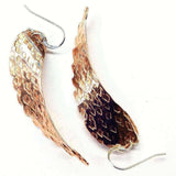 Copper Hammer Pattern Sculpted Angel Wings Earrings by Alexa Martha Designs