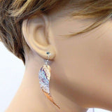 Copper Hammer Pattern Sculpted Angel Wings Earrings by Alexa Martha Designs