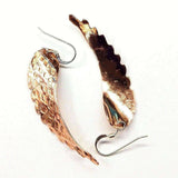 Copper Hammer Pattern Sculpted Angel Wings Earrings by Alexa Martha Designs
