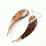 Copper Hammer Pattern Sculpted Angel Wings Earrings