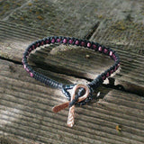 Copper Ribbon  Pink Braided Breast Cancer Rattle Tail Bracelet by Alexa Martha Designs
