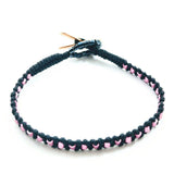Copper Ribbon  Pink Braided Breast Cancer Rattle Tail Bracelet by Alexa Martha Designs