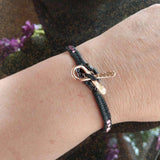 Copper Ribbon  Pink Braided Breast Cancer Rattle Tail Bracelet by Alexa Martha Designs