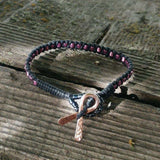 Copper Ribbon Black Pink Braided Breast Cancer Bracelet