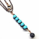 Copper Turquoise Pendant With Lava Rock Charm